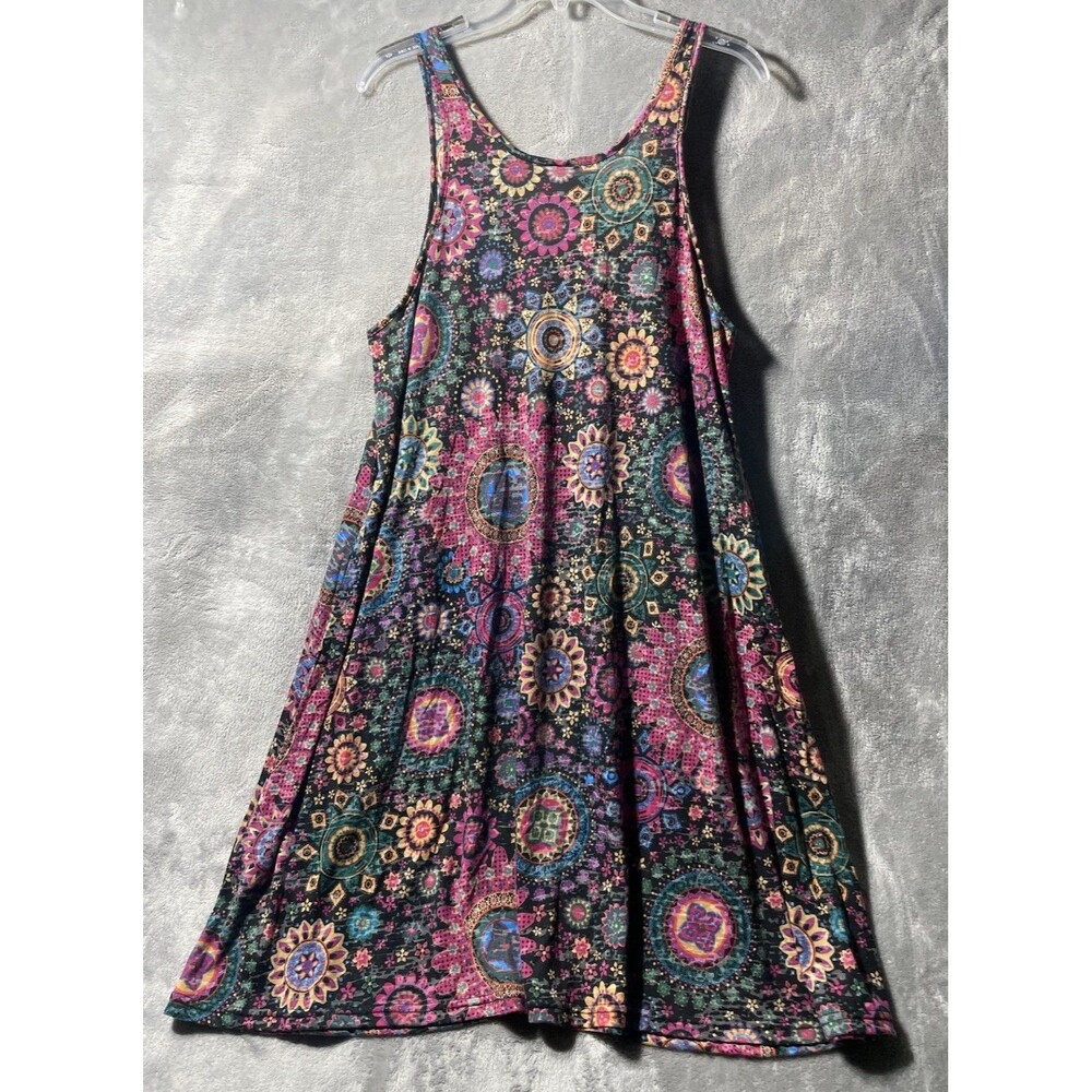 Bohemian Mandala Print Tank Dress Sleeveless Women’s Midi - Picture 2 of 7